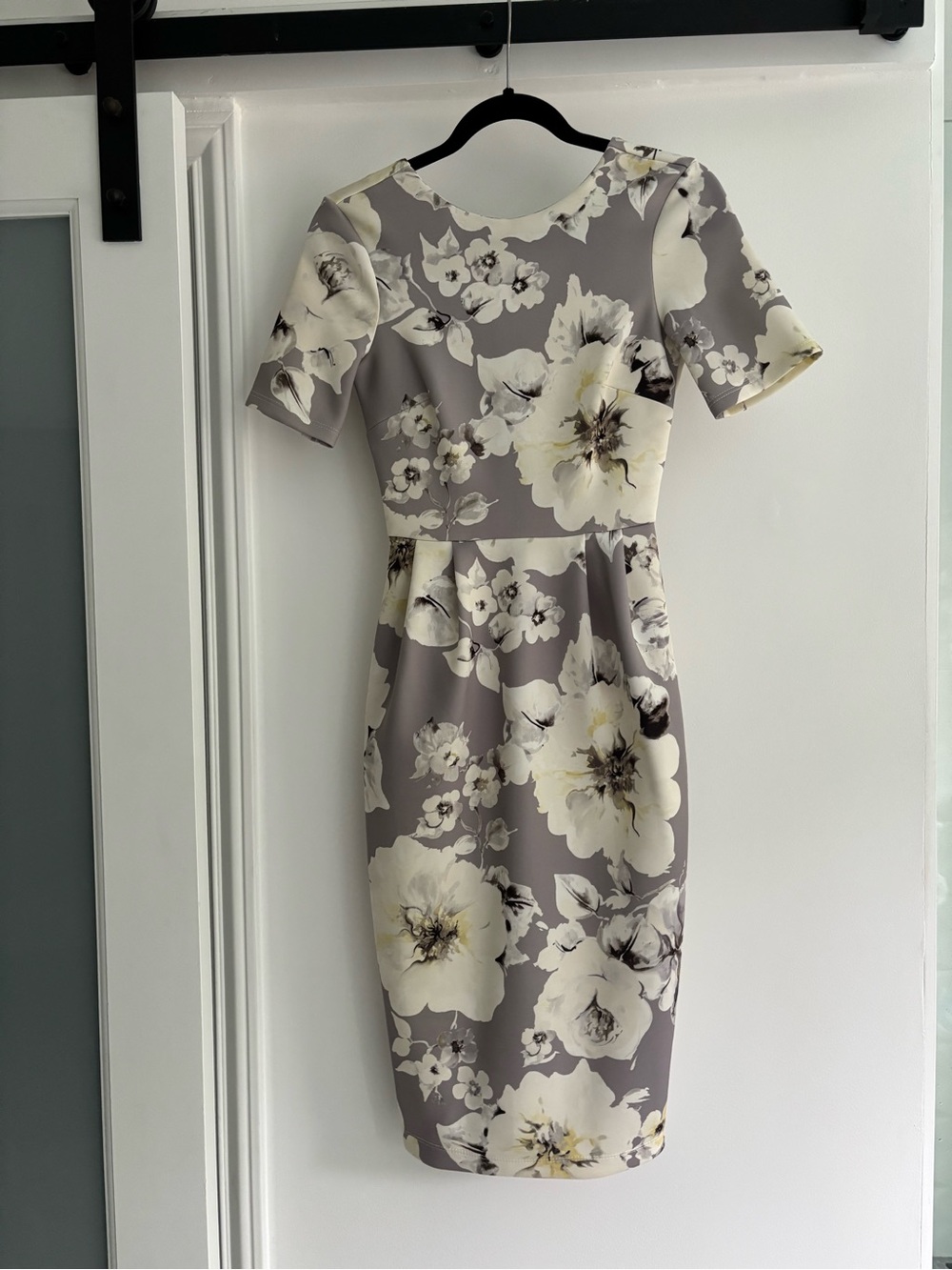 ASOS Gray Midi Dress with Cream and Yellow Floral Print